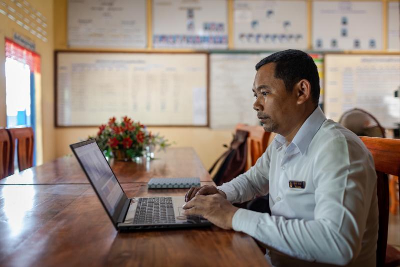 El Ang, principal of Chambak Haer Primary School, Puok District - Credit: GPE/Roun Ry
