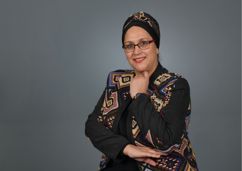 Portrait of a woman with a head covering