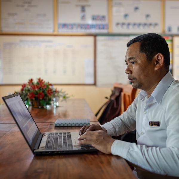 El Ang, principal of Chambak Haer Primary School, Puok District - Credit: GPE/Roun Ry