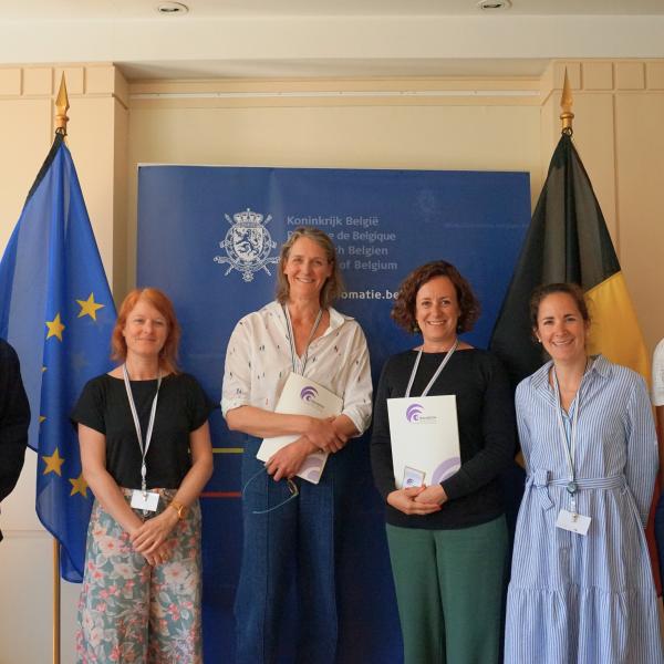A group picture of the delegation of Educaid.be together with member of the cabinet Maxime Prévot