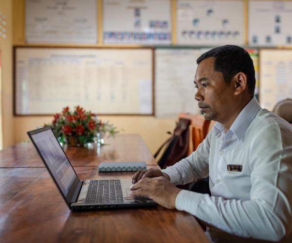 El Ang, principal of Chambak Haer Primary School, Puok District - Credit: GPE/Roun Ry